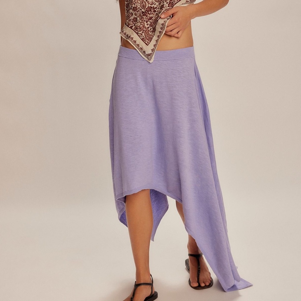 FREE PEOPLE FREE-EST INDIGO ASYMMETRICAL SWEATER SKIRT SIZE M-XL MSRP $70.00 NWT